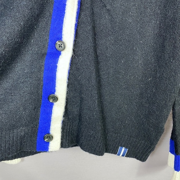 Court and Rowe Cardigan Sweater Long Sleeve V- Neck Stripe Trim in Rich … - Picture 3 of 7